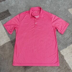 Walter Hagen Mens Essentials Golf Polo Shirt Pink‎ White Geometric Print Size L